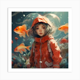 Girl In Red Jacket Art Print