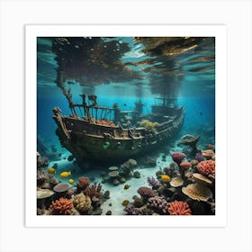 Pirate Ship Under The Sea 1 Art Print