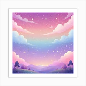 Sky With Twinkling Stars In Pastel Colors Square Composition 51 Art Print