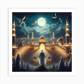 Muslim City At Night Art Print