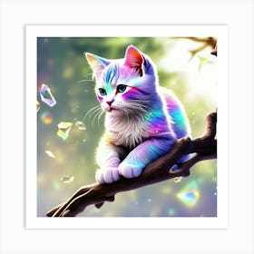 Rainbow Kitten 1 Art Print