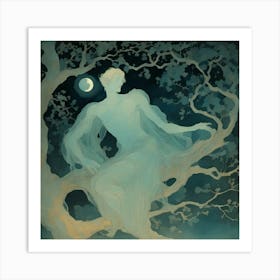 Moon In The Tree Art Print