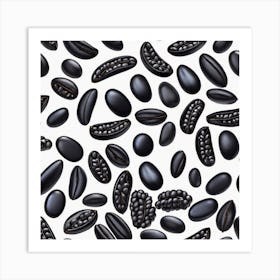 Black Beans On A White Background Art Print