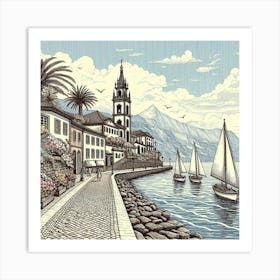 Sanremo Madeira Flower Island Village Art Print