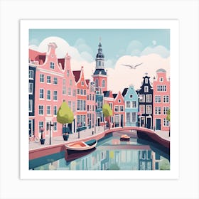 Amsterdam City Low Poly (1) Art Print