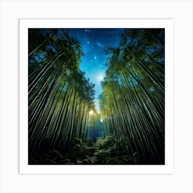 Firefly Moonlit Bamboo Forest Under A Starry Midnight Sky 15105 (2) Art Print