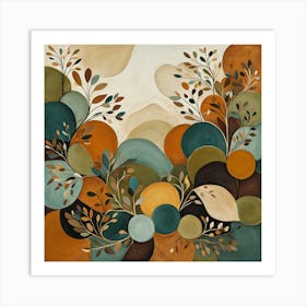 'Sunrise', Floral Pattern, Abstract Piece With Organic Shapes And Earthy Colors art print Art Print