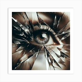 Sad Eye In Broken Glass Art Print