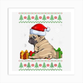 Funny Pug Christmas Santa Hat Ugly Dog Lover X Mas Pajama Art Print