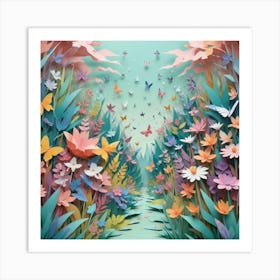 Papercut Illustration A Soft Splash Of Pastel Color Art Print