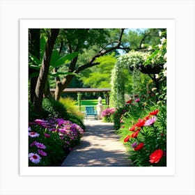 Garden Path With Flowers Art Print