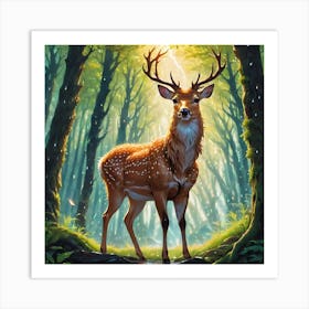 Deer In The Forest 11 Art Print