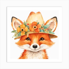 Floral Baby Fox Nursery Illustration (32) Art Print