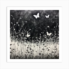 Black And White Butterfly Painting Art Print