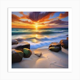 Sunset On The Beach 68 Art Print