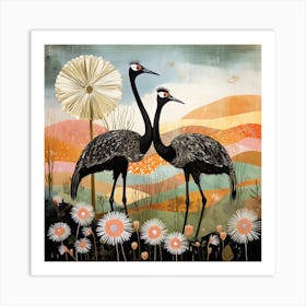 Bird In Nature Ostrich 4 Art Print