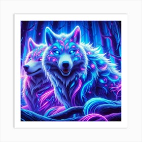 Cosmic Electric Wolves 2 Art Print
