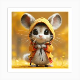 Cute Mouse In Yellow Hoodie Art Print