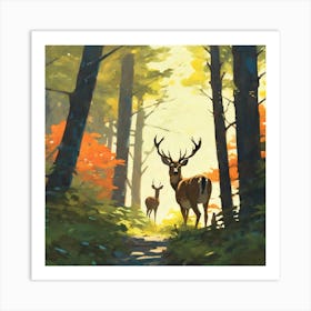 Deer In The Woods 17 Art Print