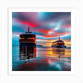 Sunset On The Fjords 1 Art Print