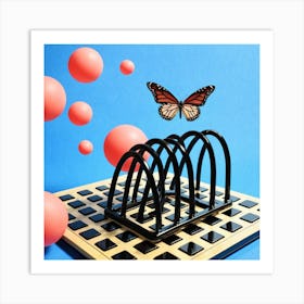 Butterfly On A Chess Board 14 Art Print