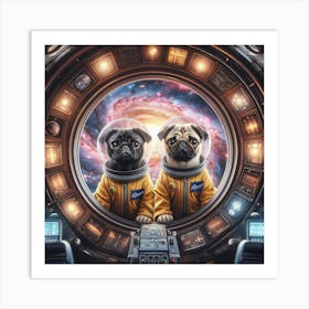 Pugs In Space 1 Art Print