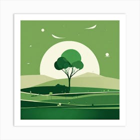 Tree In The Field 1 Art Print