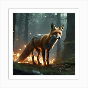 Fox In The Forest 29 Art Print