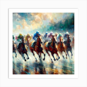 Horses Racing In The Rain 2 Art Print