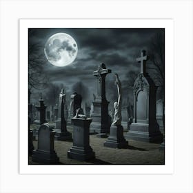 Graveyard At Night 6 Art Print