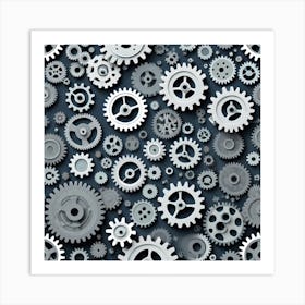 Realistic Gear Flat Surface Pattern For Background Use (96) Art Print