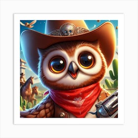 Cowboy Owl 1 Art Print