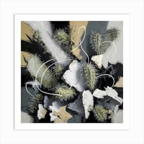 Abstract Cactus Plants In Desert Themed Vibes Art Print