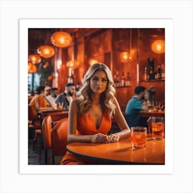 Portrait Of A Woman In A Restaurant Art Print