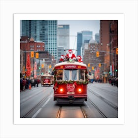 Santa Trolley In Toronto Art Print