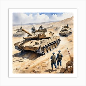 M60 Tanks In The Desert 3 Art Print