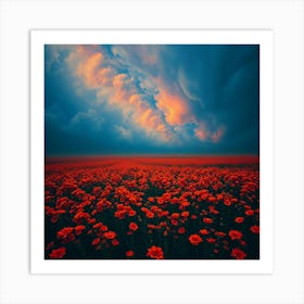 Poppy Field At Sunset Art Print