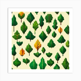 Pixel Tree Pattern Art Print