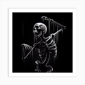 Skeleton In The Rain Art Print