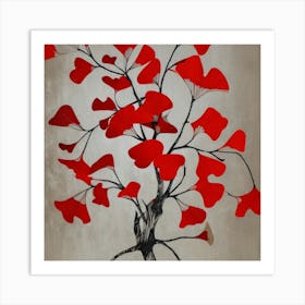 Red Ginkgo Tree Art Print