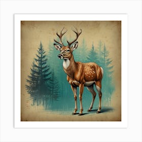 Deer In The Forest 21 Art Print