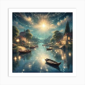 Starry Night On The River Art Print