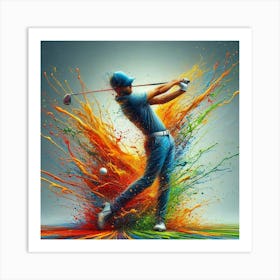 Golfer Splashing Paint 1 Art Print