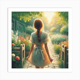 Girl Into A Garden Art Print