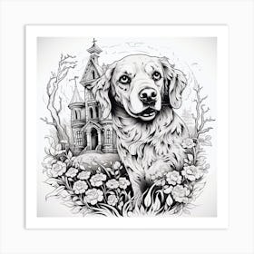 Dog In Front Of A House 1 Art Print