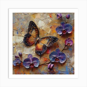 Orchids And Butterflies 1 Art Print