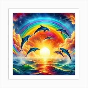 Dolphins In The Ocean Art Print