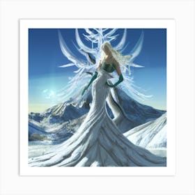 Ice Queen In A White Dress 004 Art Print