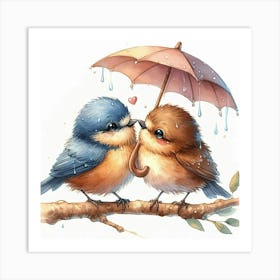 Birds In The Rain Art Print