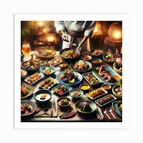An Image That Showcases A Delectable Spread Of Diverse Regional Dishes, Representing A Fusion Of Various Local Cuisines Art Print